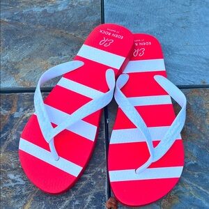 Eden Rock St Barts  Red and White Flip Flops NEW 11